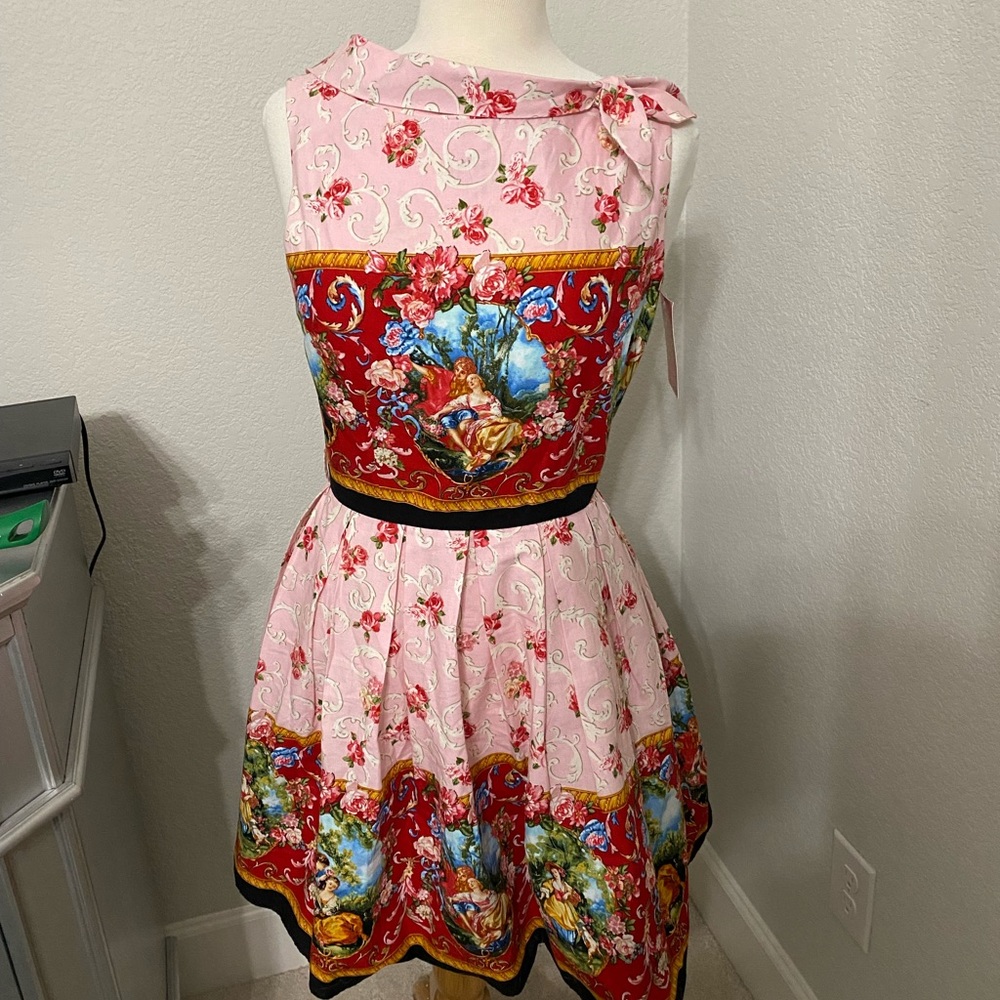 Bernie Dexter Sold Out Rococo Print Boat Neck Dress